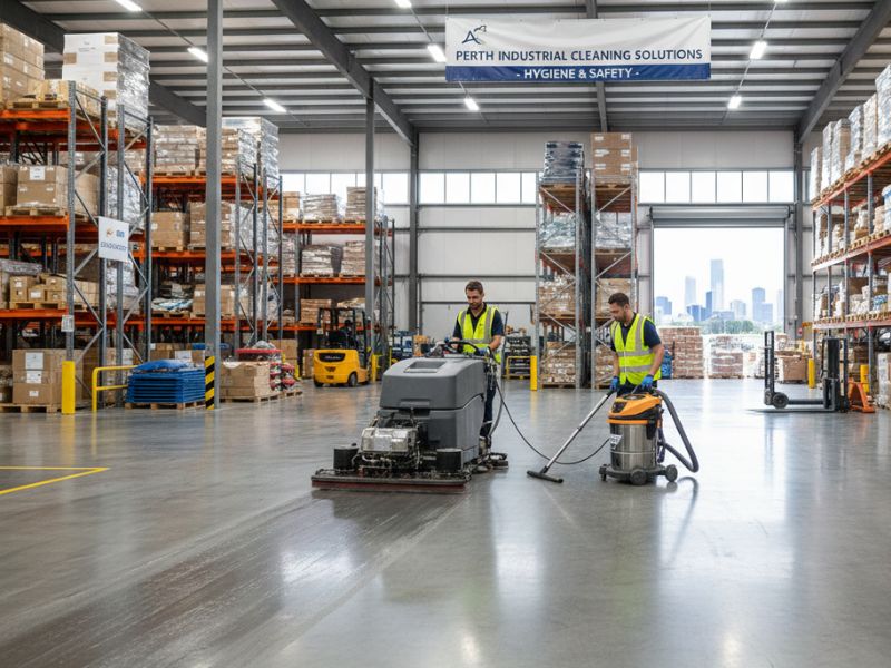 Industrial warehouse floor scrubbing cleaning Perth